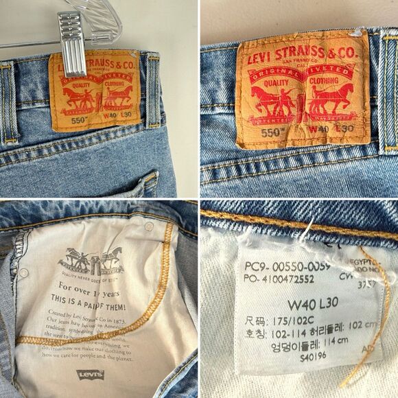 Levi's 550 Jeans Men's Size 40x30 Relaxed Tapered Leg Denim Blue Jeans - Picture 10 of 16